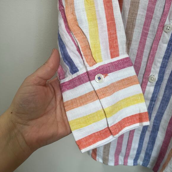 Talbots Petite Striped Linen Button Down Shirt 100% Linen Size M Petite - Picture 5 of 10